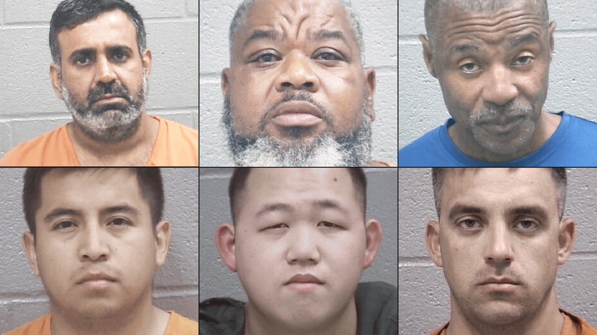 Booking photos of 6 people named in this report